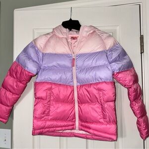 Girls Pink and Purple Puffer Coat Size M